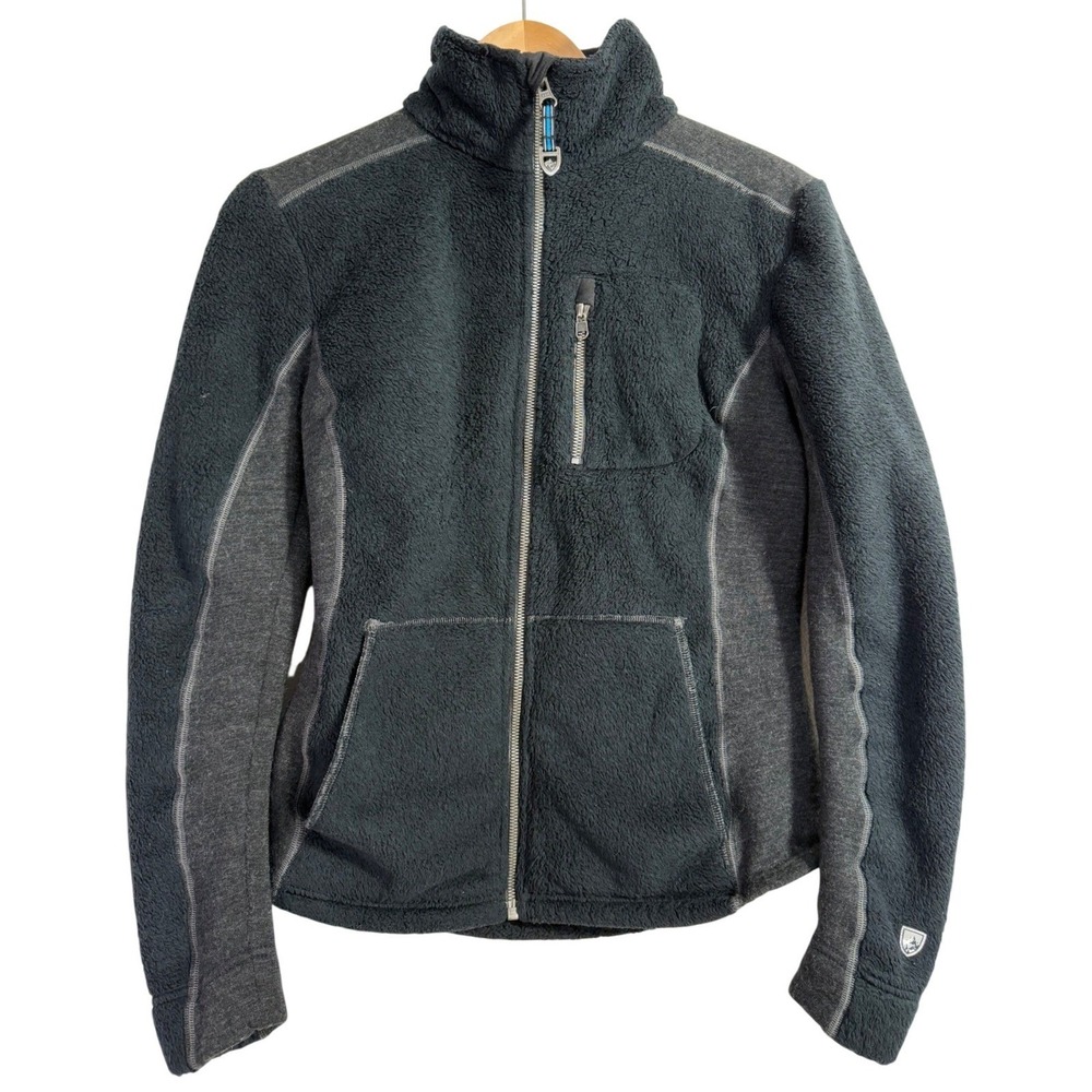 KUHL Fleece Jacket Women's Small Charcoal Gray Sherpa Full Zip Hybrid Outdoor